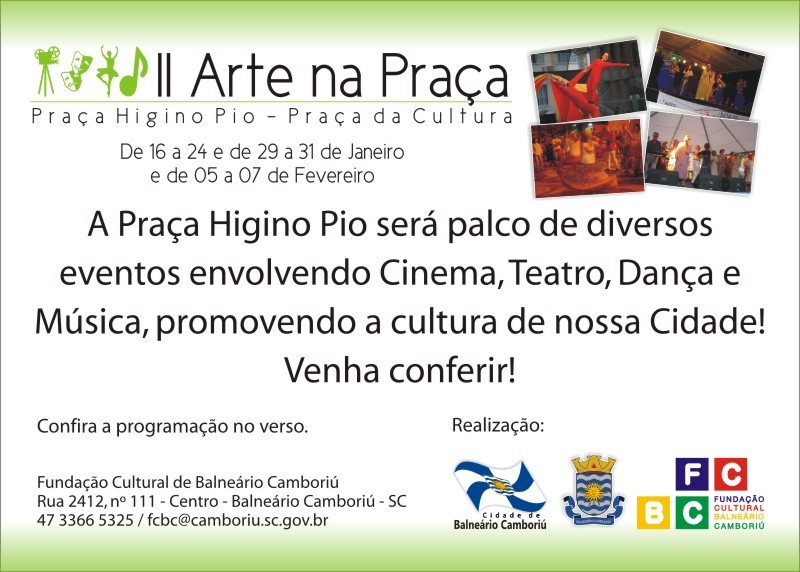 Cultura traz 2°Arte na Praça – Cinema, Teatro, Dança e Música