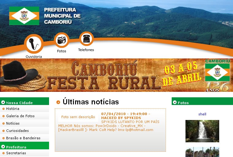 Site da prefeitura de Camboriú é hackeado