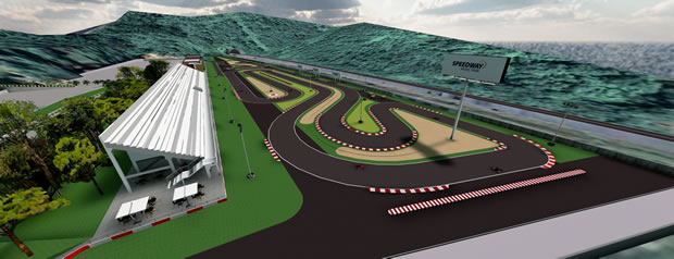 A pista, com um total de 1.200 metros de extensão, foi desenvolvida com padrões internacionais Crédito: Speedway Kart