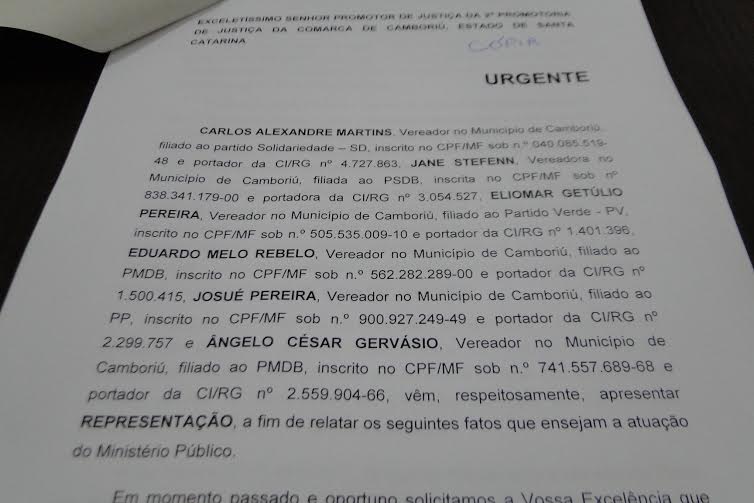 Vereadores de Camboriú questionam Plano de Saneamento Básico ao Ministério Público