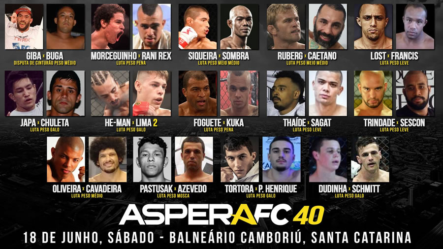 Aspera FC 40: evento de MMA acontece em Balneário Camboriú no próximo sábado, dia 18