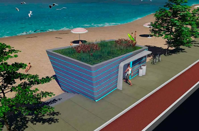 Praia Central terá três módulos com banheiros de alto padrão