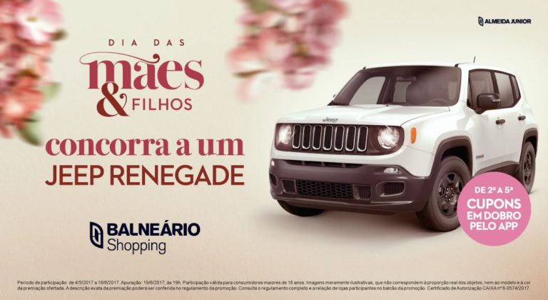 Campanha de Dia das Mães vai sortear um Jeep Renegade no Balneário Shopping