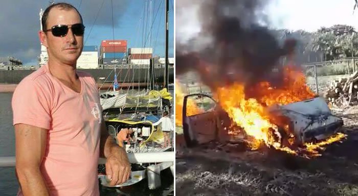 Carro é abandonado e incendiado após proprietário ser assassinado a facadas, em Itajaí