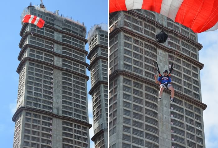 Yachthouse atrai olhares em evento de Base Jump, em Balneário Camboriú