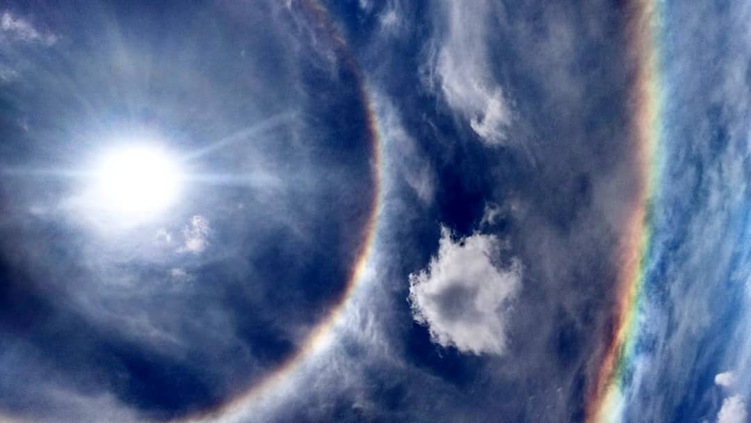 Halo solar adorna céu da região na manhã desta segunda-feira