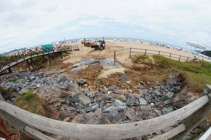 Itajaí trabalha na recuperação de faixa de areia e restinga na Praia Brava