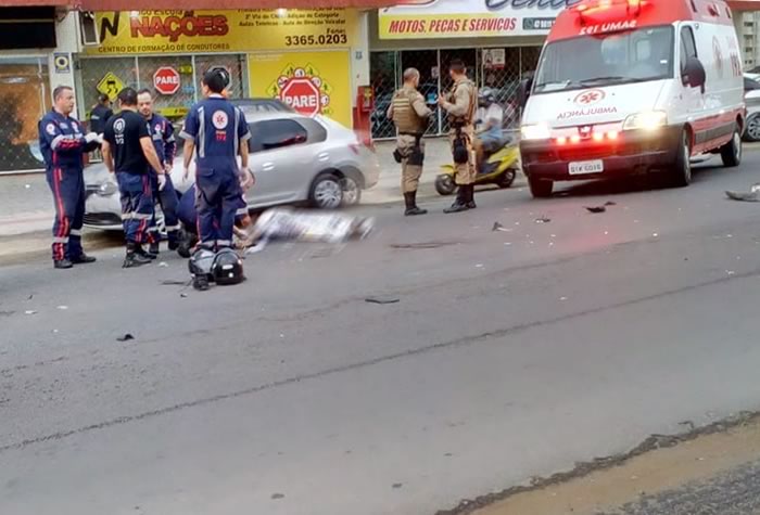 Motociclista morre em acidente entre duas Biz na Av. Santa Catarina