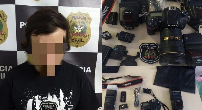 Preso jovem que furtou 12 mil em equipamentos fotográficos em Itapema