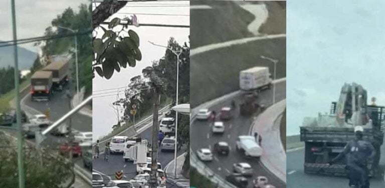 Caminhões enfrentam dificuldade para subir a Avenida Panorâmica