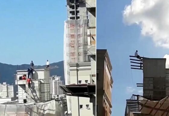 Suicida armado com faca em topo de edifício se rende após 4h30 de negociações