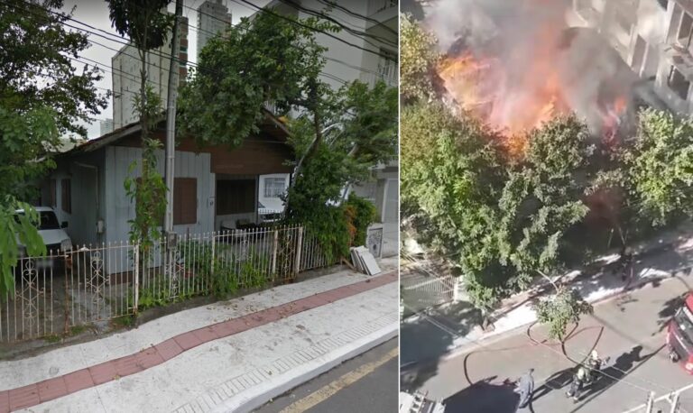 Casa de madeira é destruída por incêndio na Rua 1926