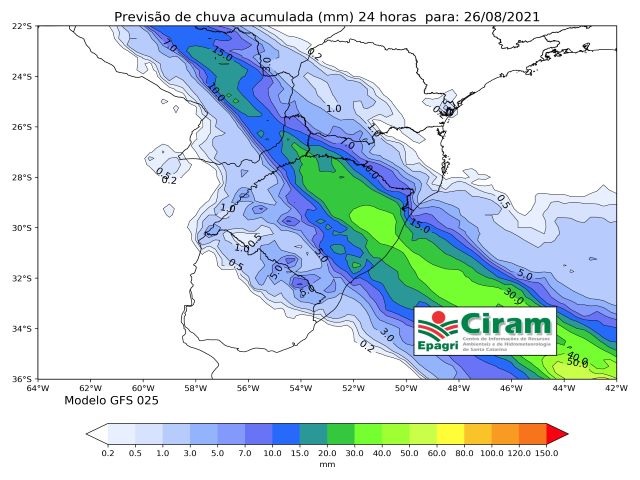 Frente fria traz mudança do tempo em SC na quinta-feira 1 ciram