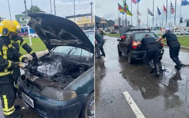 Palio pega fogo em frente a Praça das Bandeiras