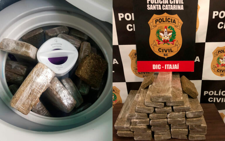 Polícia Civil encontra 30 quilos de maconha em máquina de lavar