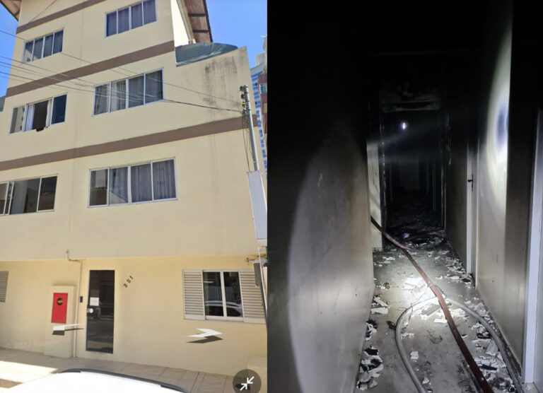 Bombeiros combatem incêndio em apartamento durante a madrugada