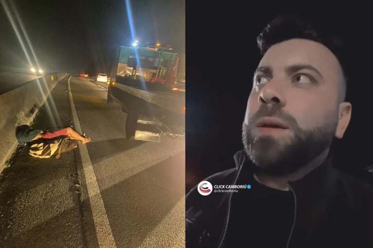 Moradora de rua é atropelada na BR-101 e socorrida por padre em Itapema