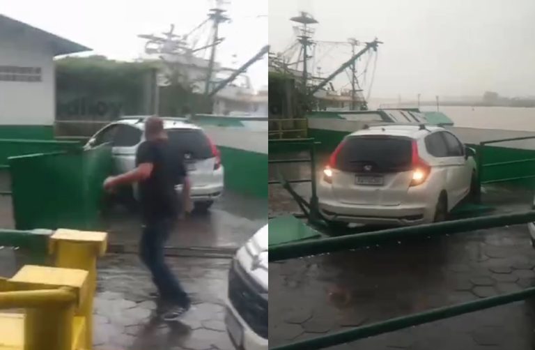 Desentendimento resulta em dano e tentativa de atropelamento na balsa da Barra do Rio, em Itajaí