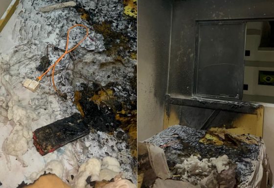 Celular explode durante carregamento de bateria e causa incêndio em Balneário Camboriú