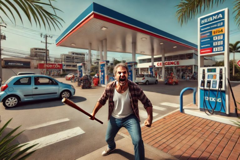 Homem é preso após ameaçar clientes com espeto em posto de gasolina de Balneário Camboriú