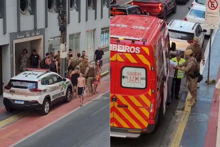 Homem em surto psicótico é contido após invadir apartamentos em Balneário Camboriú